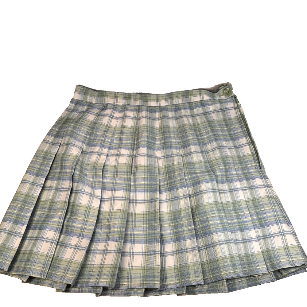 Rewind Plaid Pleated Skater Skirt SZ M High Waisted Schoolgirl Preppy Academia